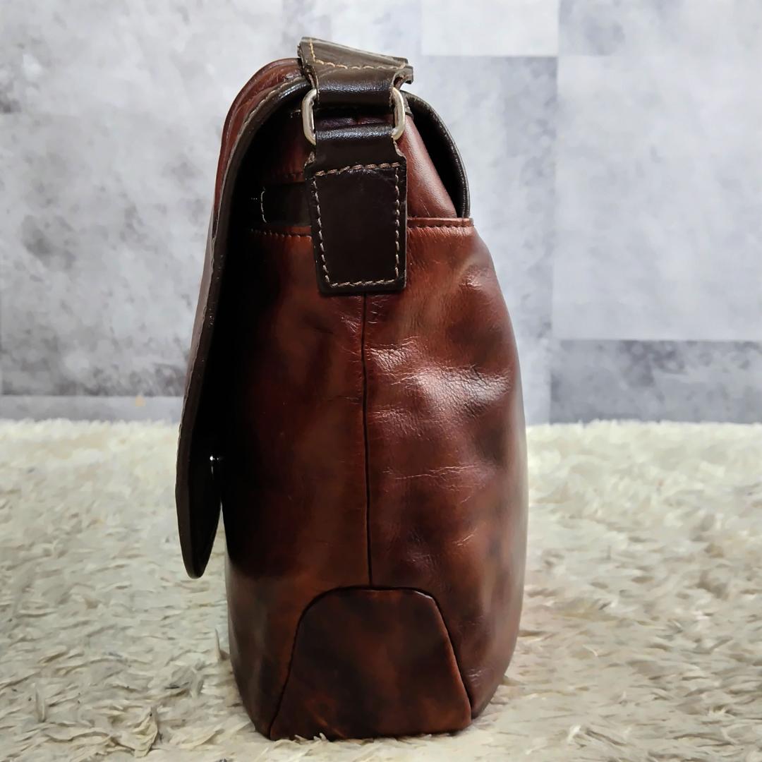 タケオキクチ×イケテイ メッセンジャーバッグ 本革 ダークブラウン A4収納