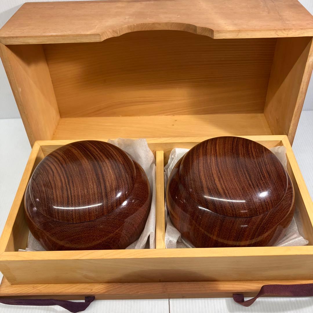【高級碁石】囲碁　木製碁笥　蛤碁石　那智黒石　木箱付