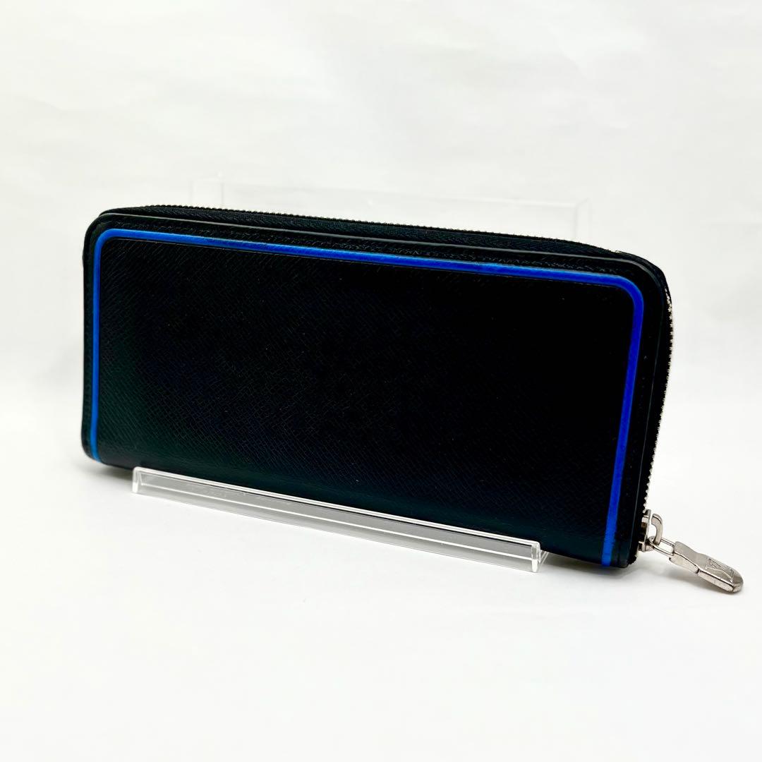 ルイヴィトン　ジッピーウォレット　ヴェルディカル　黒✖️青　長財布
