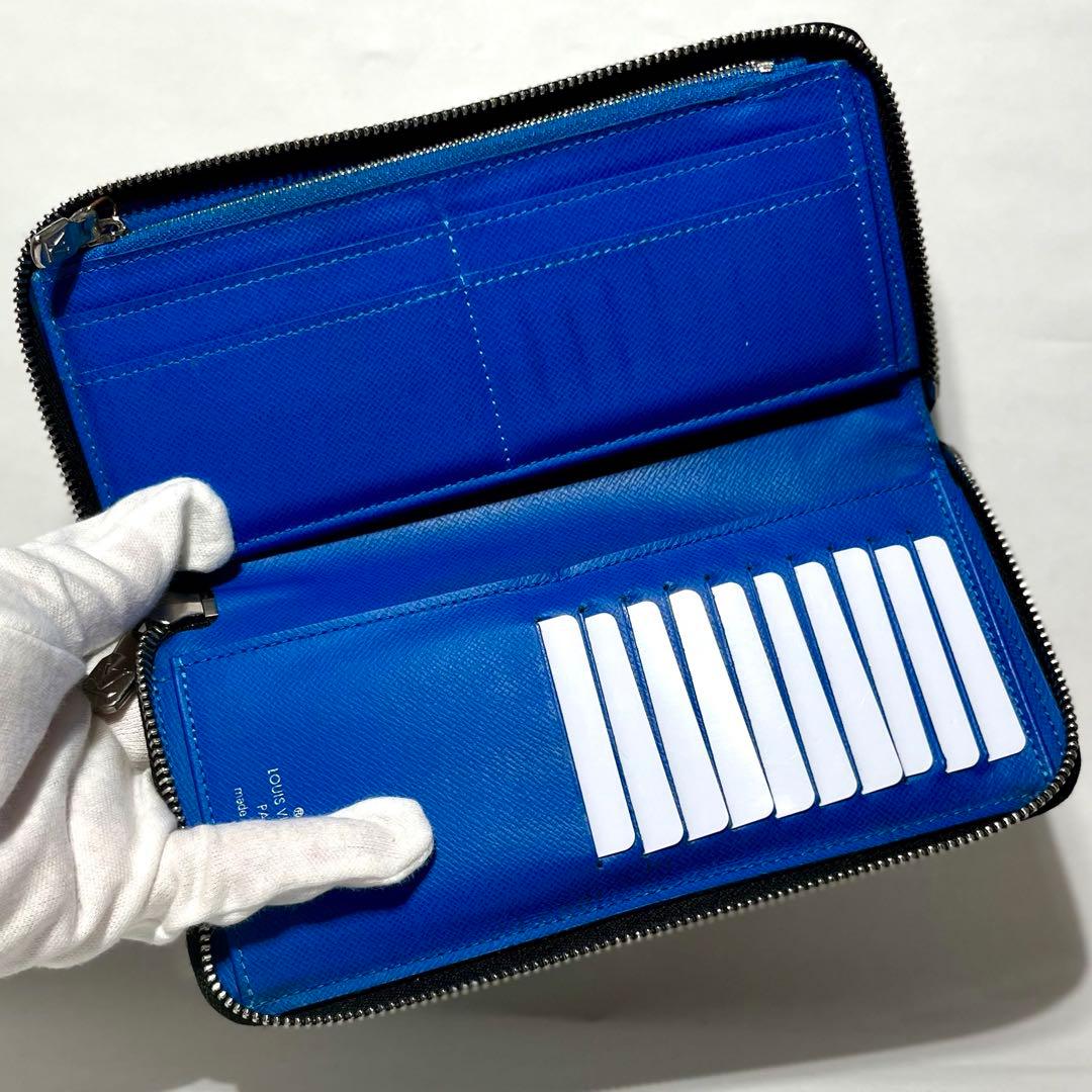 ルイヴィトン　ジッピーウォレット　ヴェルディカル　黒✖️青　長財布