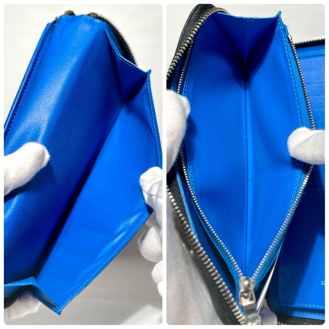 ルイヴィトン　ジッピーウォレット　ヴェルディカル　黒✖️青　長財布