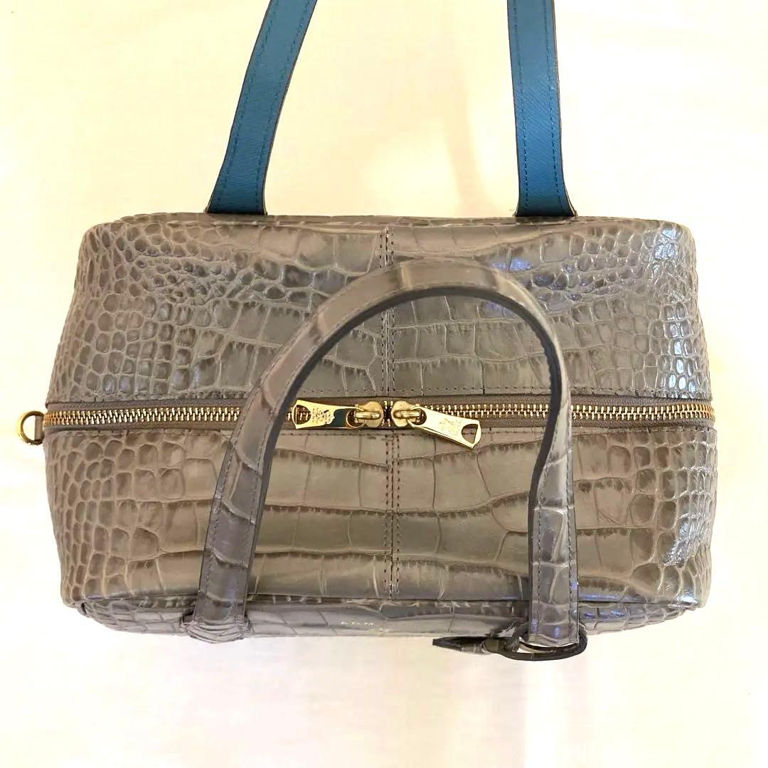 ADMJ　クロコ型押し　ボストンバッグ　28cm