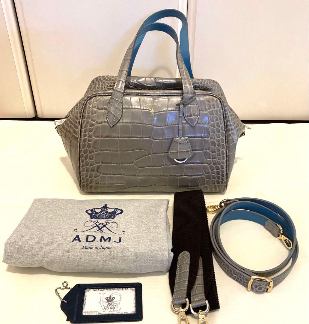 ADMJ　クロコ型押し　ボストンバッグ　28cm
