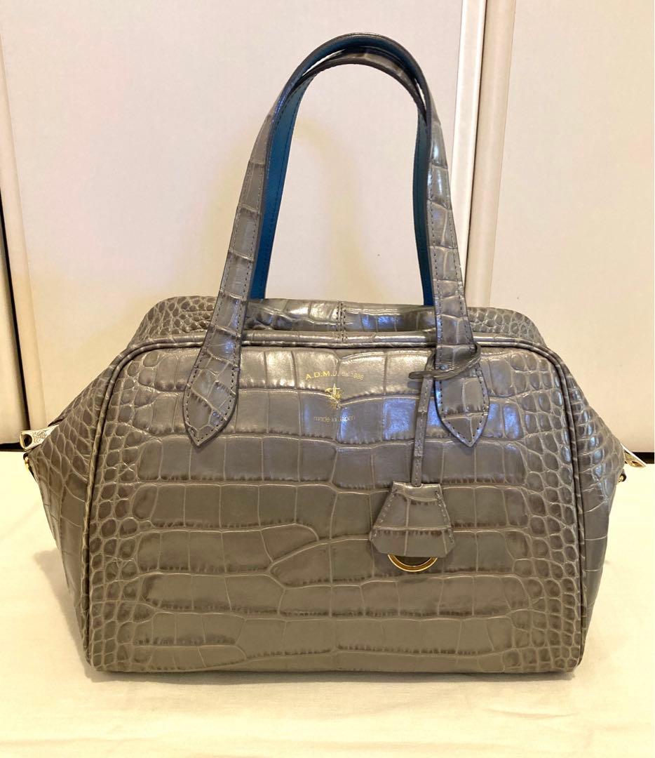 ADMJ　クロコ型押し　ボストンバッグ　28cm