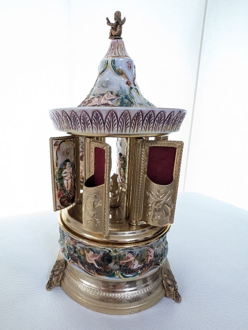 【美品 動作確認済み】REUGE リュージュ★陶器製★オルゴール★口紅タバコ入れ