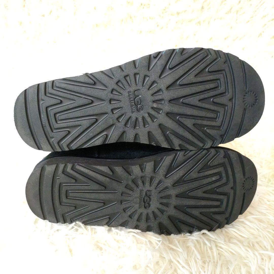 【美品】UGG アグ ラインストーン リボン ムートンブーツ ブラック　黒