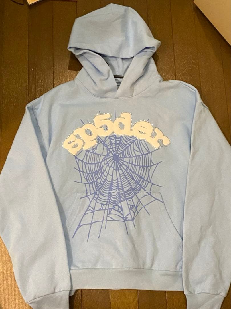 sp5der パーカー ライトブルー水色