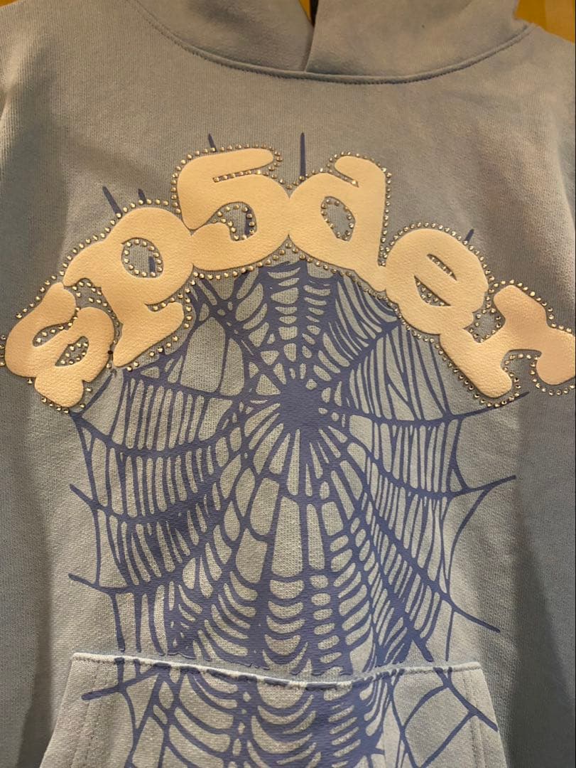 sp5der パーカー ライトブルー水色