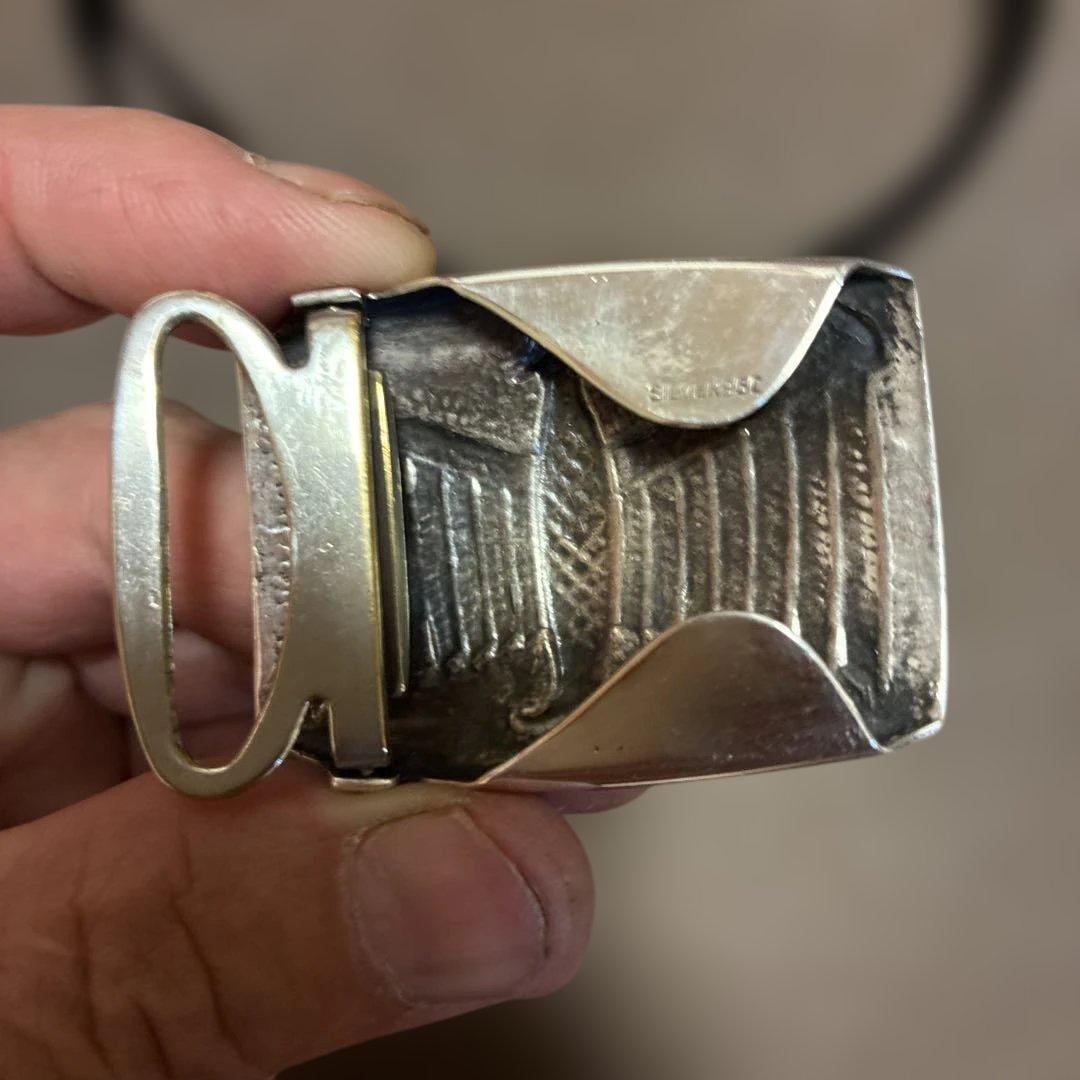 鷲デザインのレザーベルト　シルバー銀製950