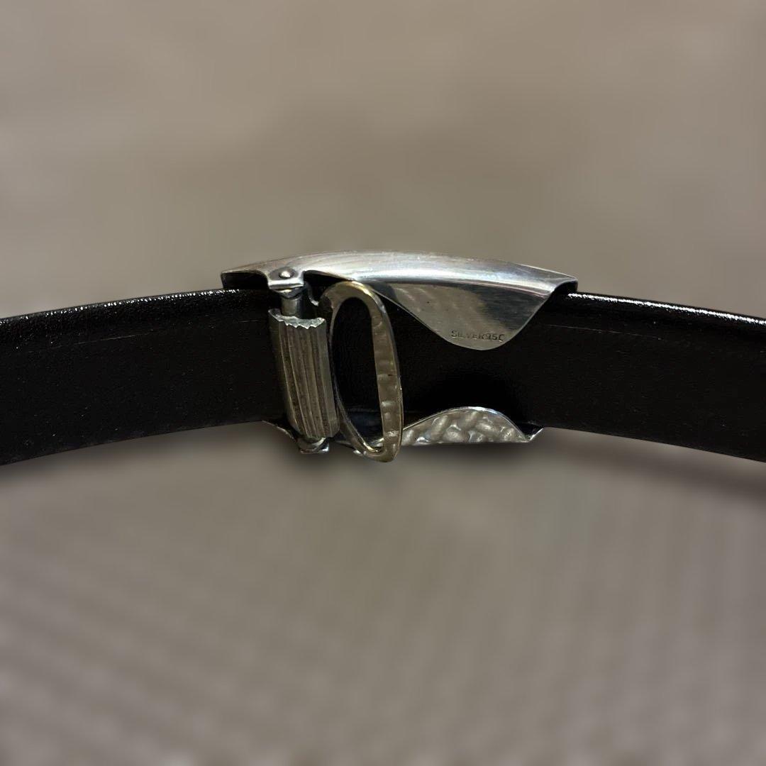鷲デザインのレザーベルト　シルバー銀製950
