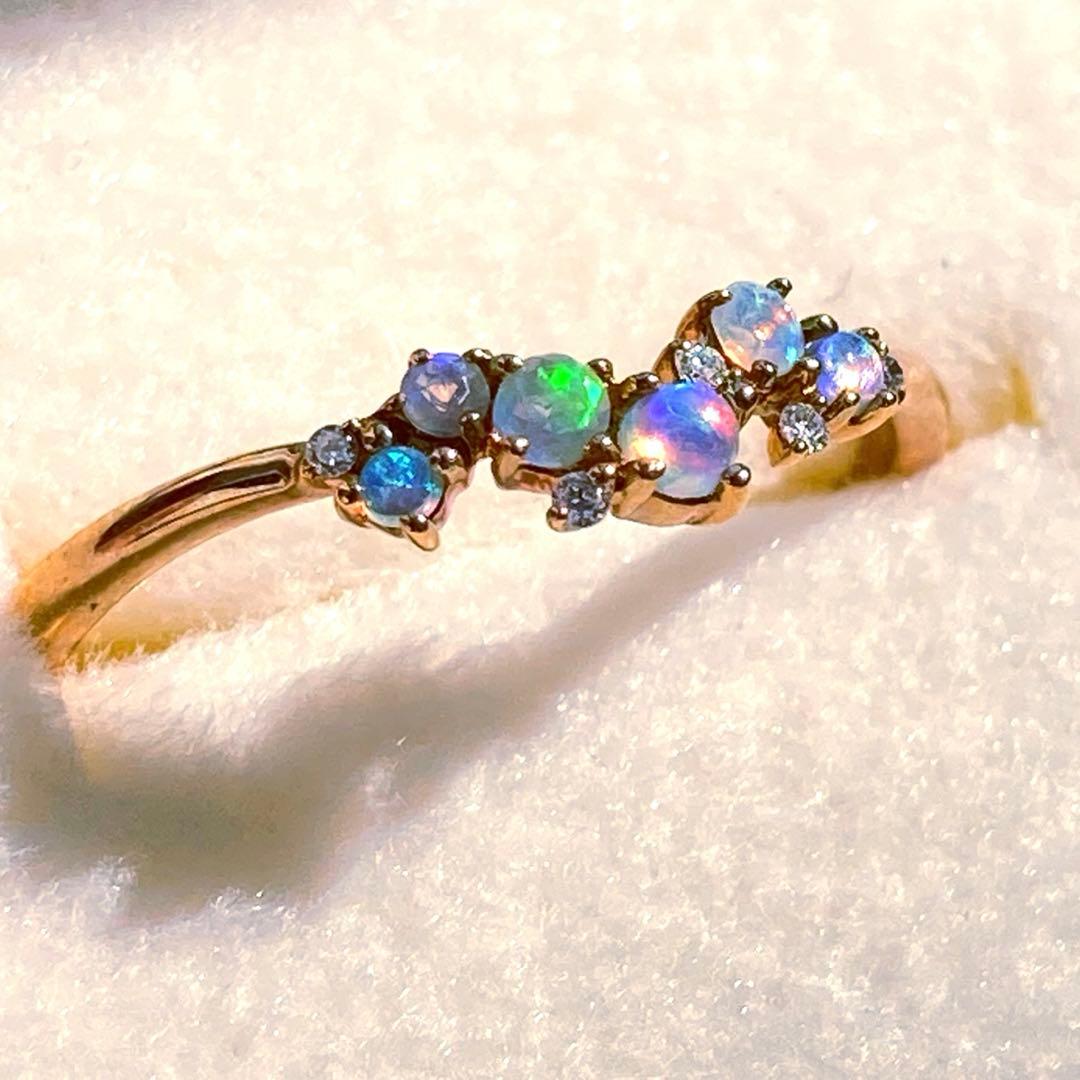 [3]sowi K10 オパール　ダイヤモンドリング