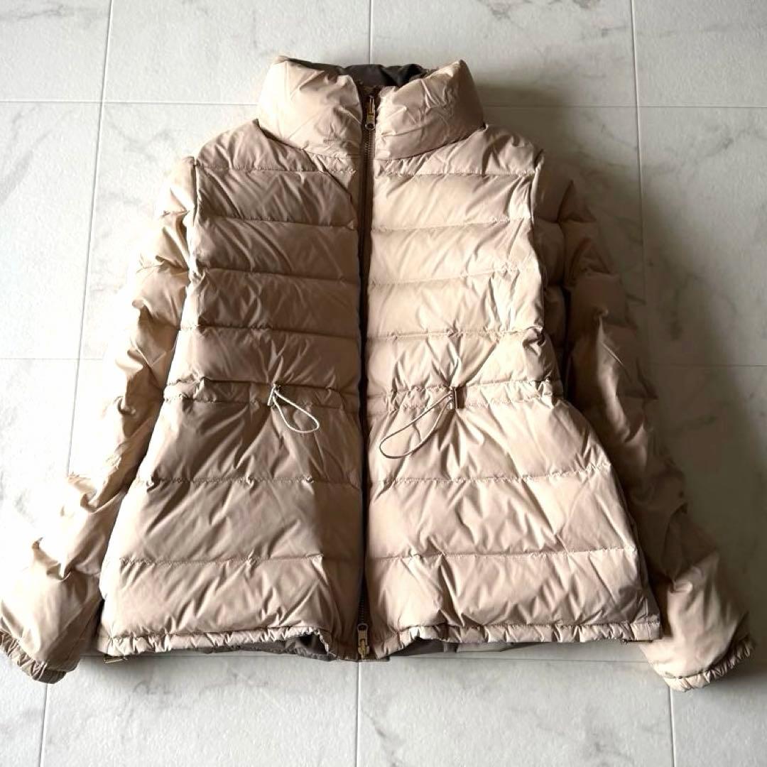 極美品*デミルクスビームス リバーシブル ダウンジャケット36ベージュ系