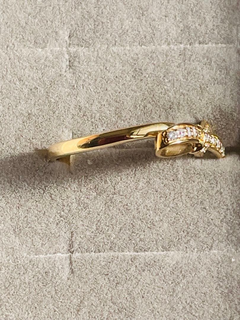 ほぼ未使用✨現行品✨　K18YG ダイヤモンド　リボンリング　9号【保証書あり】