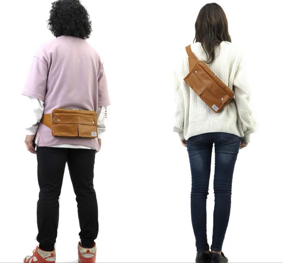 【PORTER】ポーター　キャメル　ボディバッグ　ヒップバッグ　ショルダーバッグ