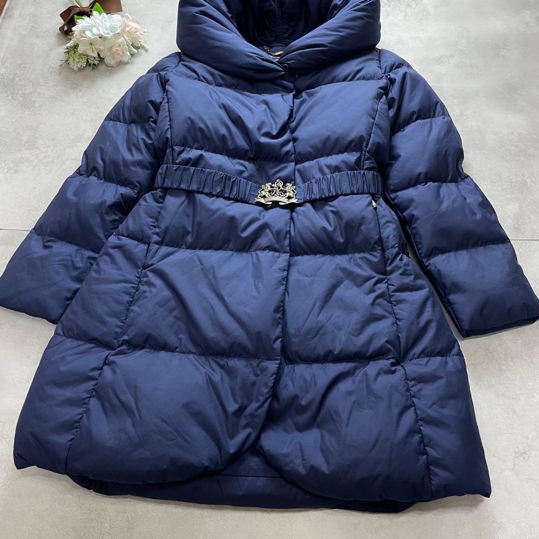 美シルエット✨ラルフローレン ダウンジャケット ベルト Aライン 紺 M相当