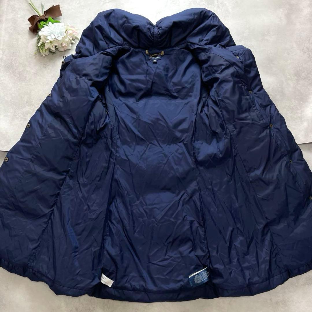 美シルエット✨ラルフローレン ダウンジャケット ベルト Aライン 紺 M相当