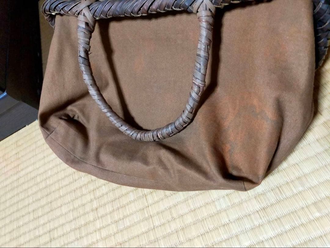 ハンドメイド つる細工（くるみ）かごバッグ ブラウン