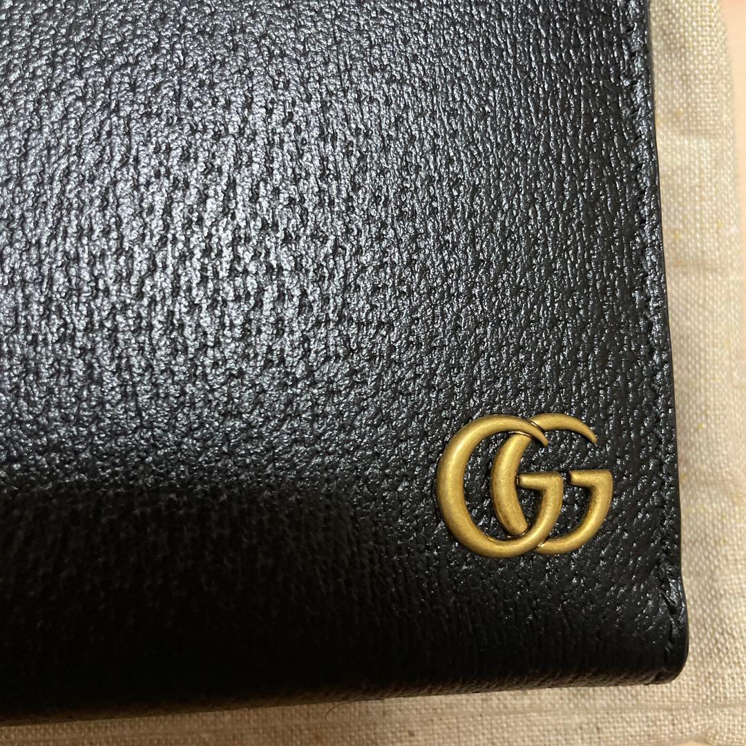 GUCCI 黒 レザー 長財布 GGロゴ