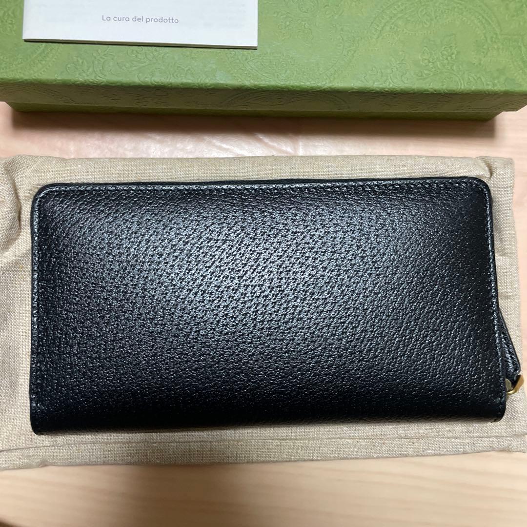 GUCCI 黒 レザー 長財布 GGロゴ