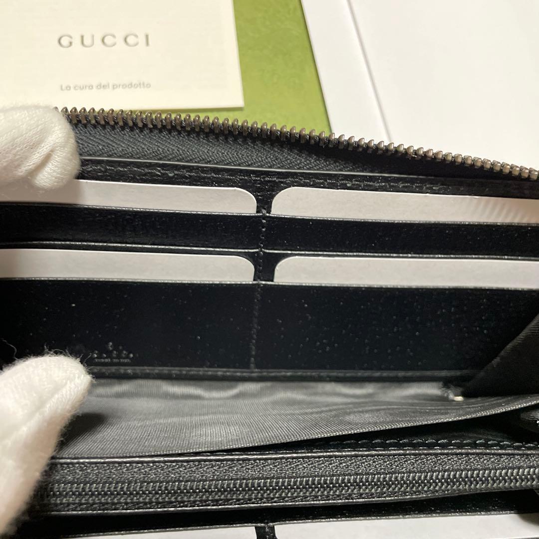 GUCCI 黒 レザー 長財布 GGロゴ