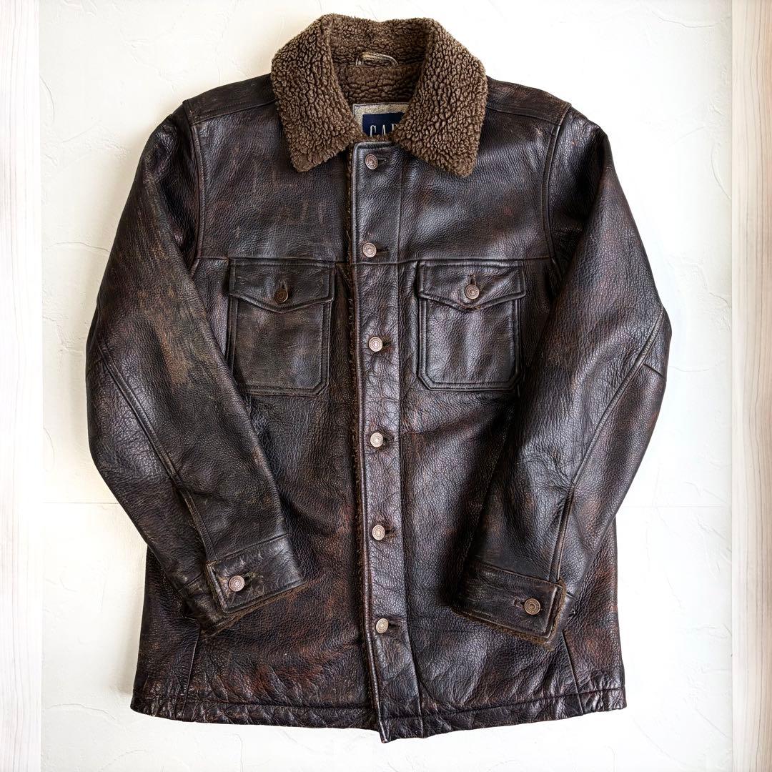 【old gap】Cow leather car coat 90's