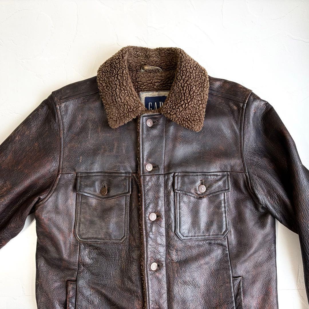 【old gap】Cow leather car coat 90's