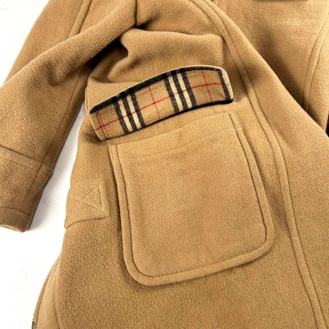 バーバリーブルーレーベル ダッフルコート ノバチェック キャメル トグル ウール