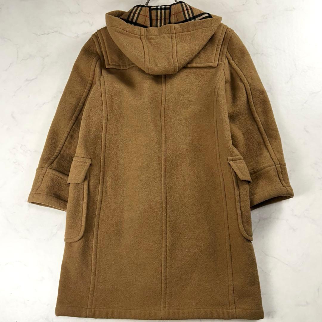 バーバリーブルーレーベル ダッフルコート ノバチェック キャメル トグル ウール