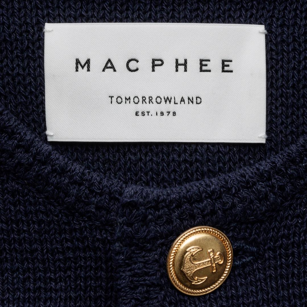 美品 MACPHEE ハーフミラノリブ クロップドカーディガン ネイビー