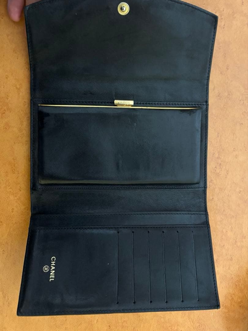 CHANEL ブラック レザー 長財布
