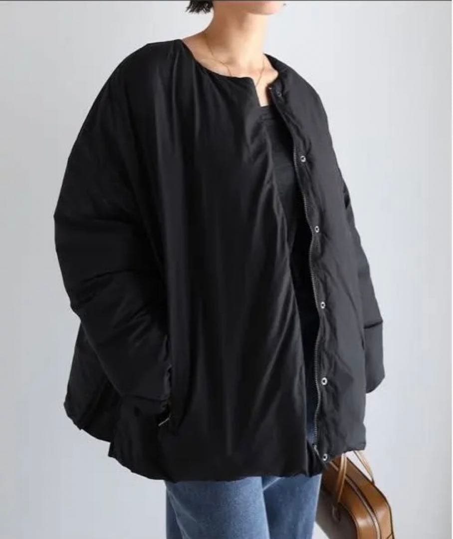 ノーカラーサイドジップダウンジャケット evernevy