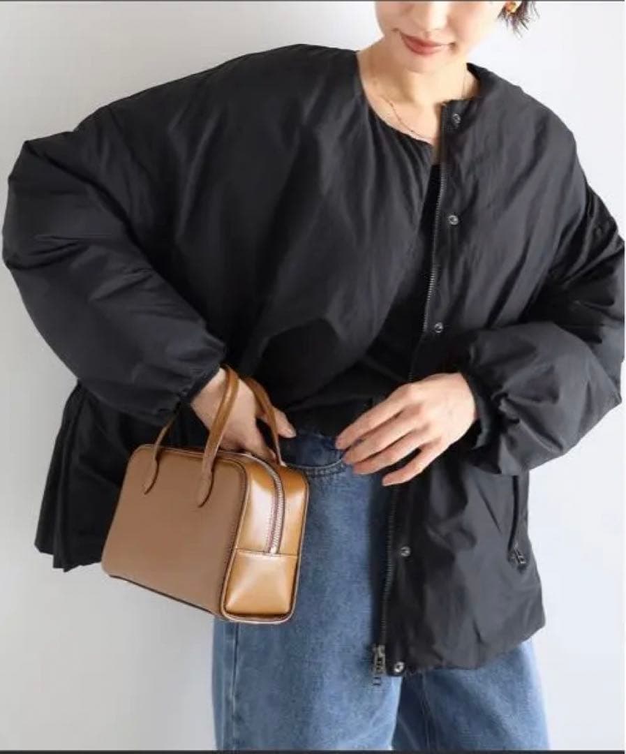 ノーカラーサイドジップダウンジャケット evernevy