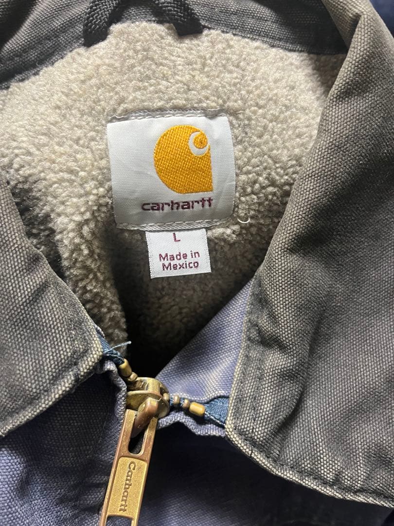 90s CarharttボアライナーワークジャケットL 企業ワッペン メキシコ製