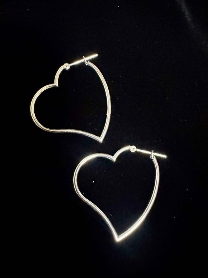 k14 14金 ホワイトゴールドピアス レディース WG ハート型フープピアス
