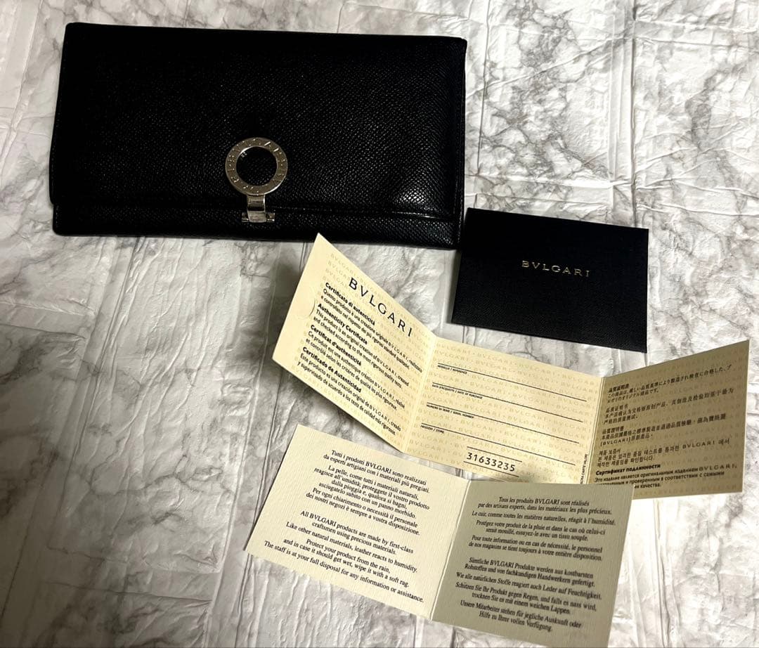 BVLGARI ロゴクリップ　長財布　ブラック　美品　クレインレザー