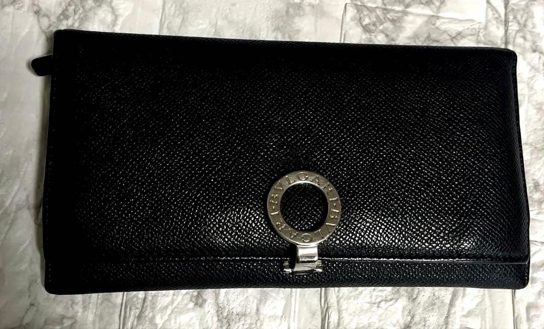 BVLGARI ロゴクリップ　長財布　ブラック　美品　クレインレザー