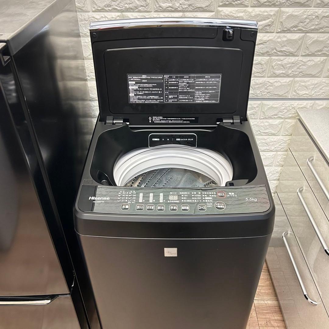 人気のブラック　一人暮らし　冷蔵庫　洗濯機分解洗浄済み✨✨大阪