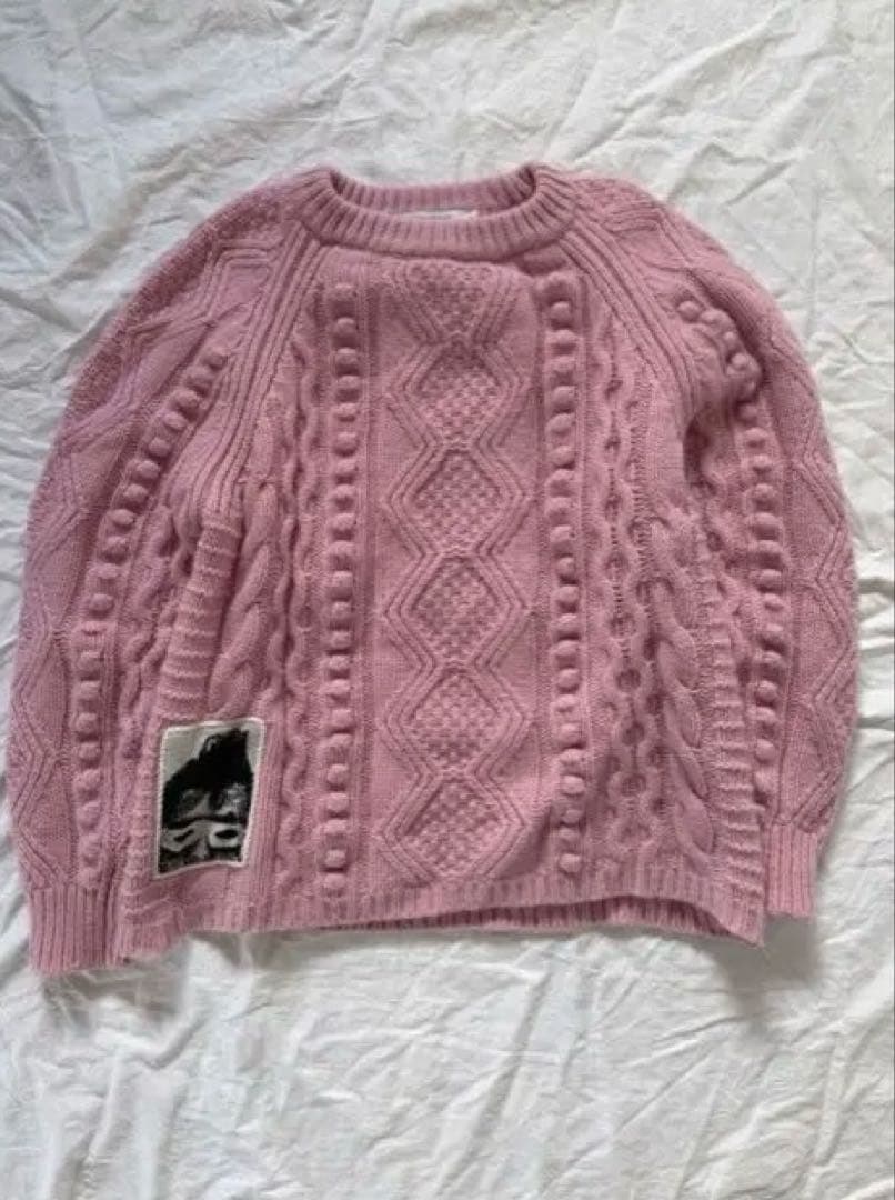 Maison Kitsune ピンク ケーブルニット セーター