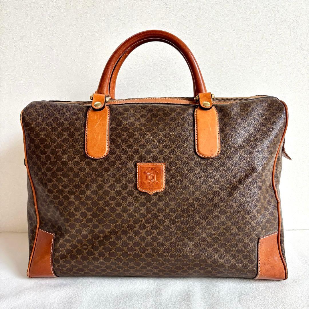 【セリーヌ】CELINE ボストンバッグ マカダム柄 旅行かばん オールド