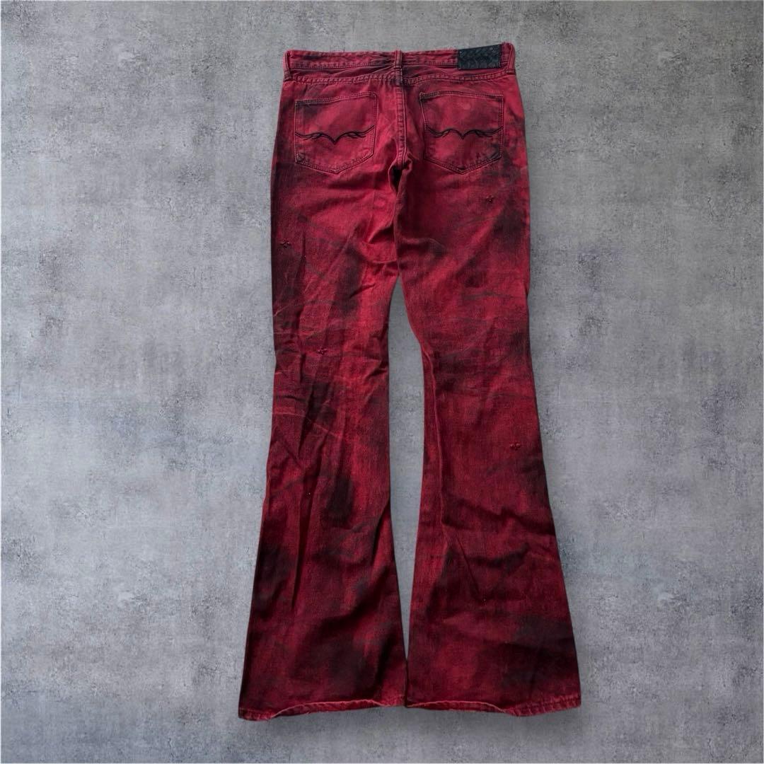 パンツ FUGA grunge design flare denim Red y2k