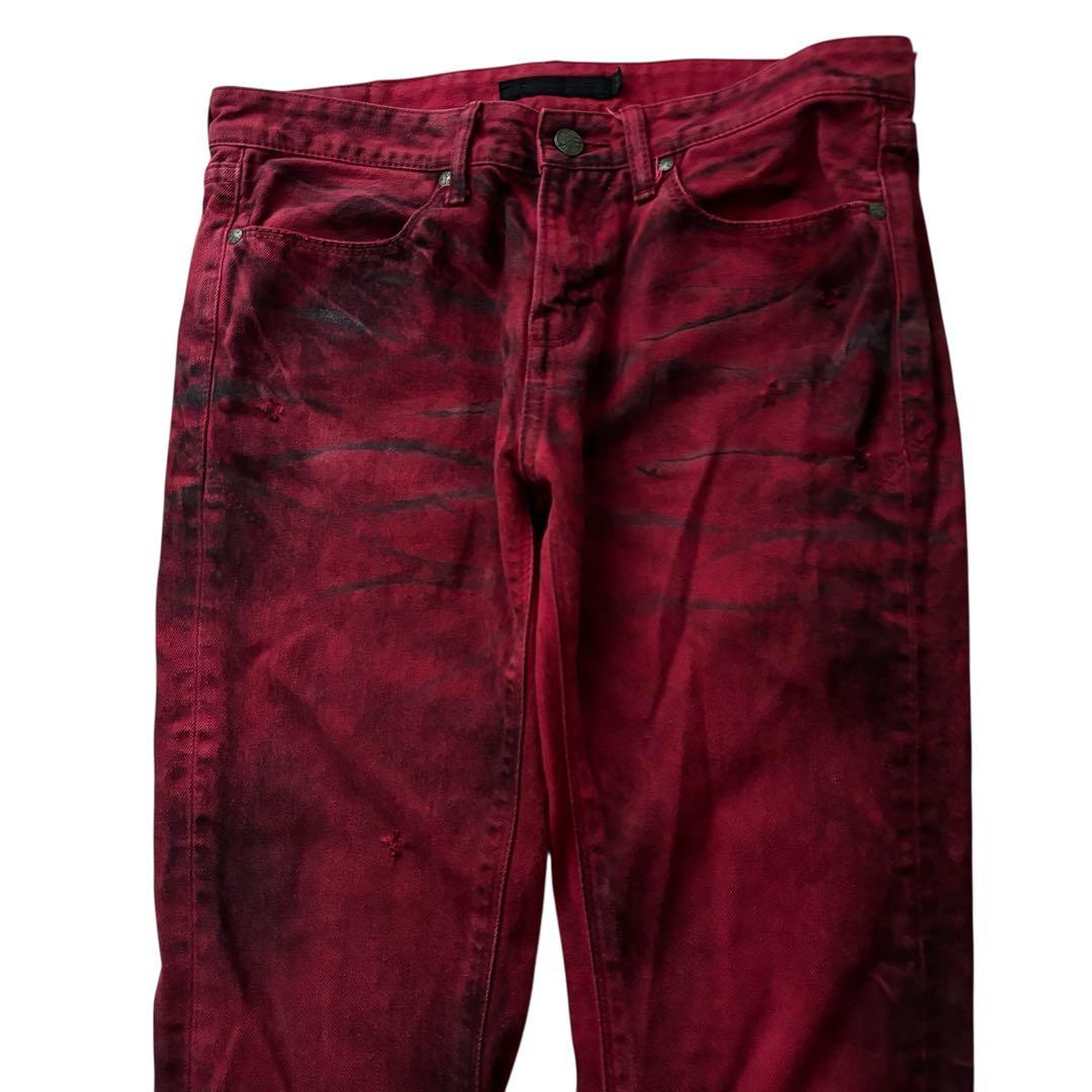 パンツ FUGA grunge design flare denim Red y2k