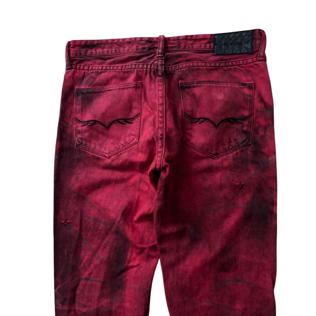 パンツ FUGA grunge design flare denim Red y2k