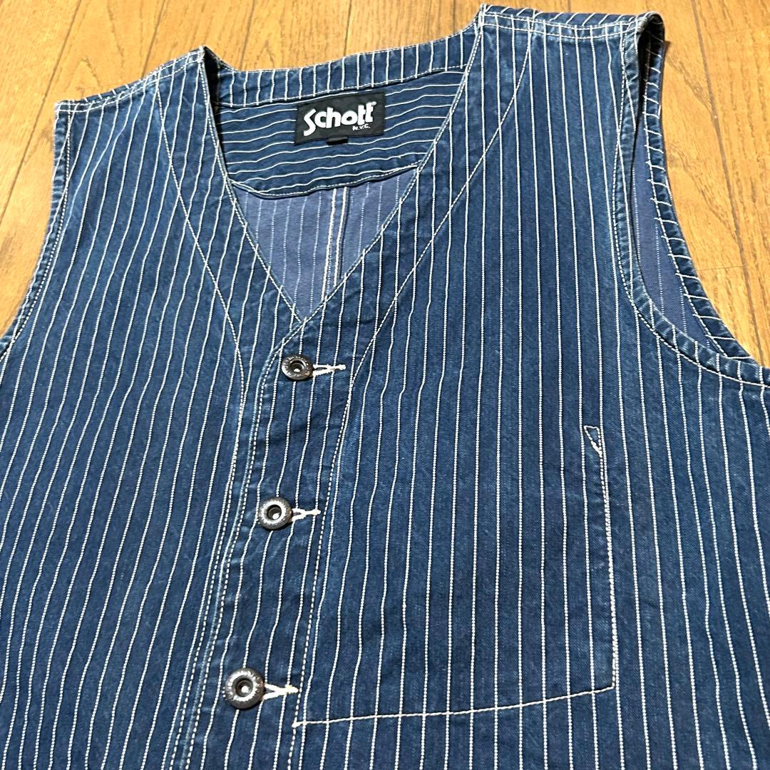 XLサイズ！schott(ショット)古着ウォバッシュワークベスト シンチバック