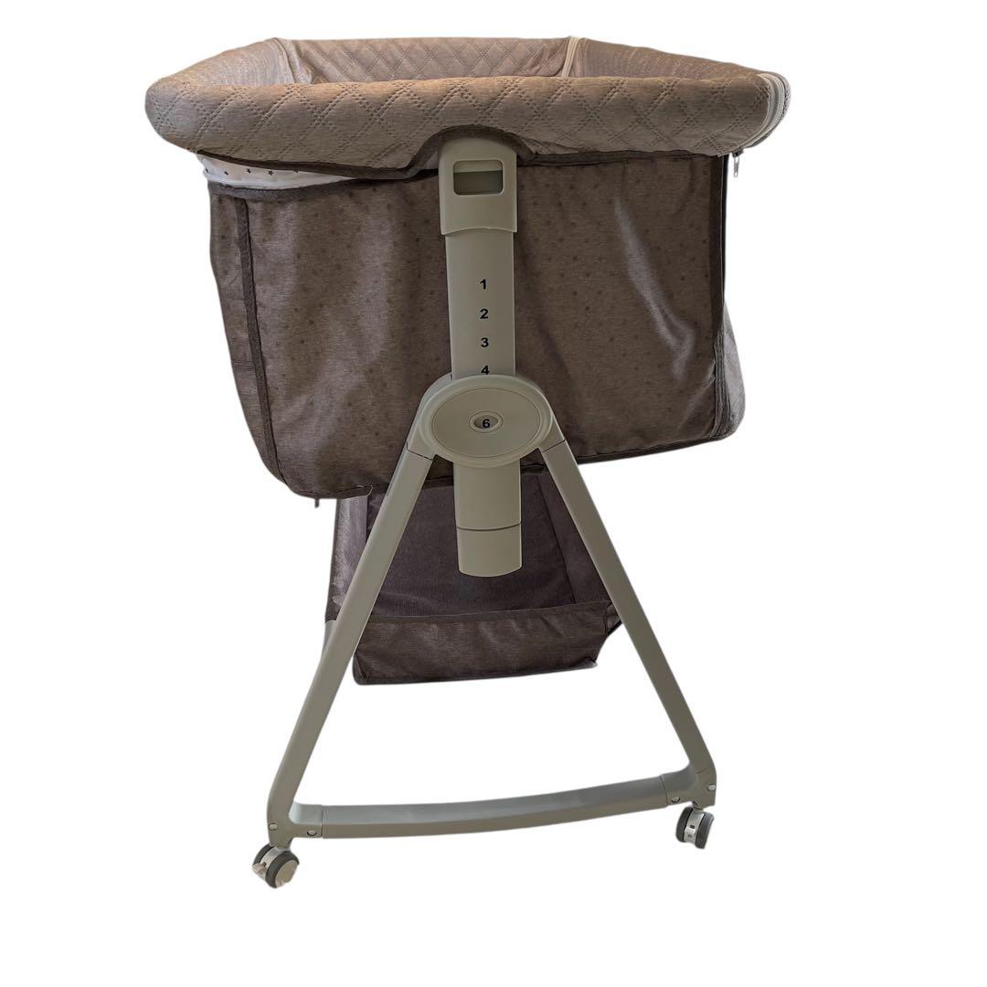 Kino Linpo ベビーベッド 添い寝 新生児ベッド 乳児 高さ6段 カーキ