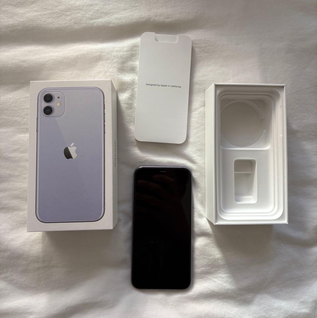 【美品】Apple iPhone11 パープル128GB SIMフリー初期化済み