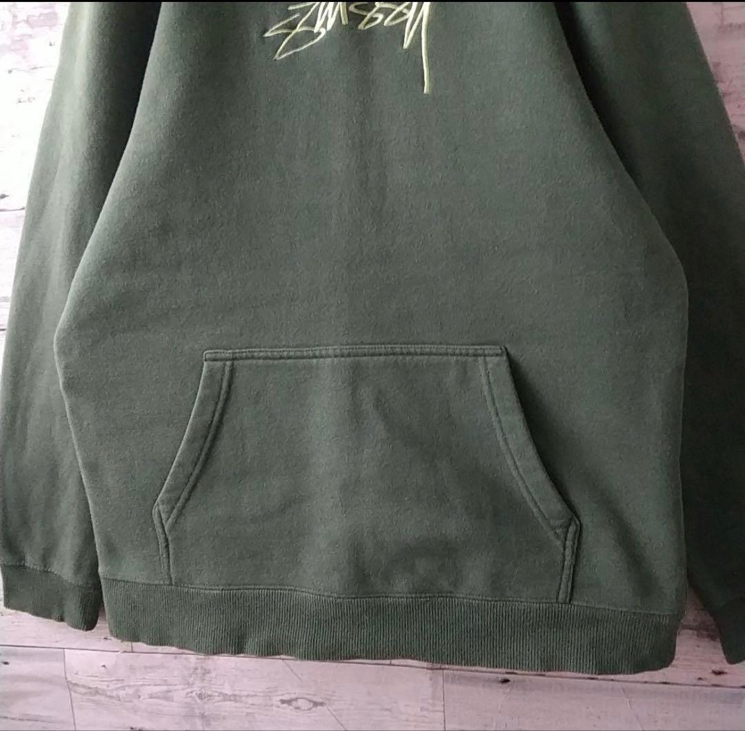 X*様 人気☆ステューシー 刺繍 センターロゴ ショーンフォント パーカー M