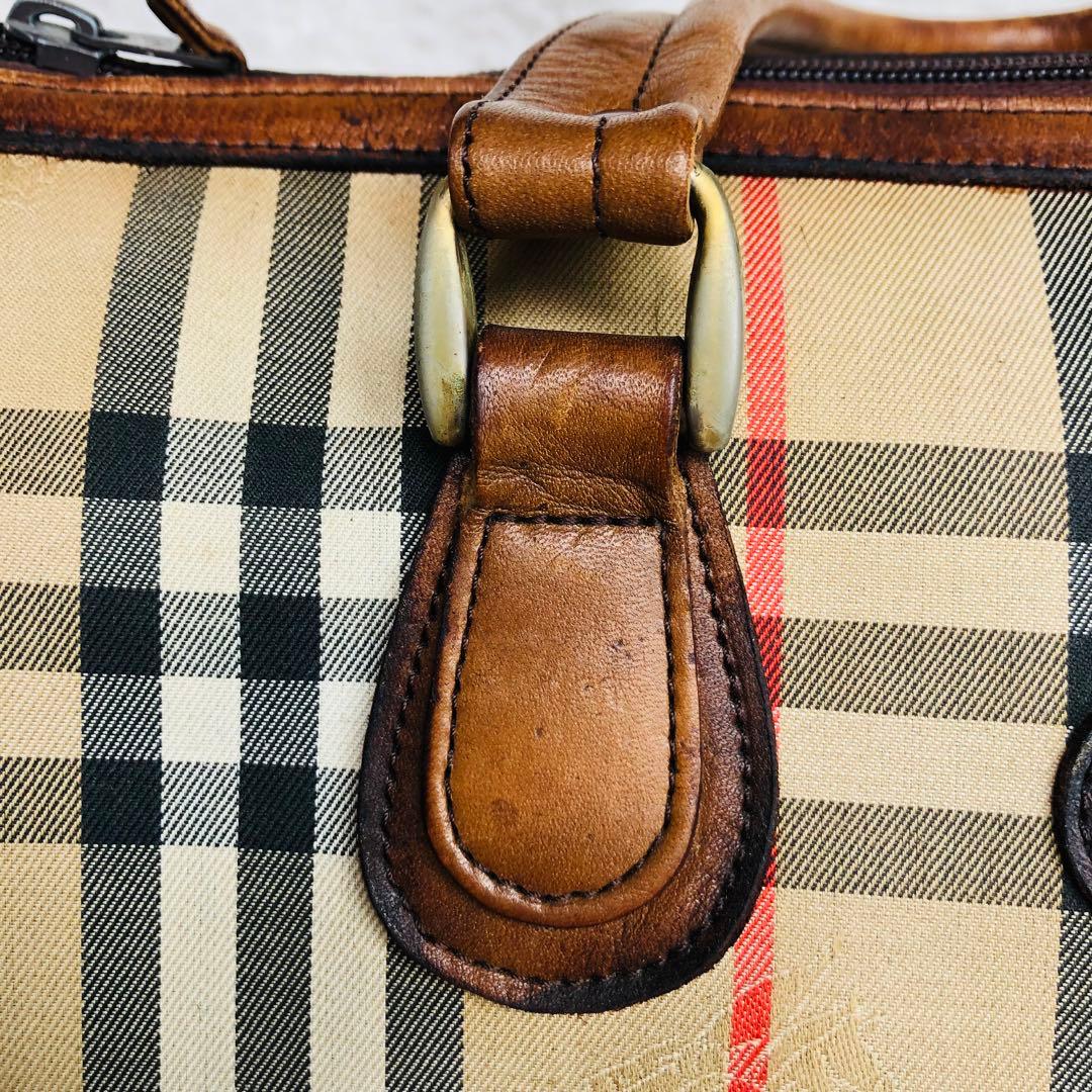 バーバリー ノバチェック柄 ミニボストンバッグ ハンドバッグ シャドーホース