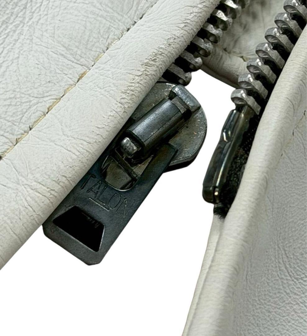 ショット カウハイド 立ち襟 シングルライダース ジャケット ホワイト 34