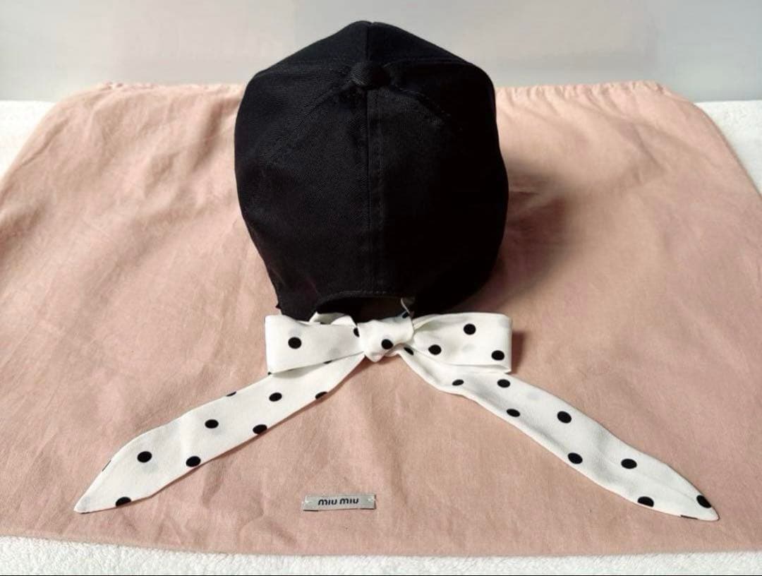 完売　未使用　miumiu ミュウミュウ　ベースボールキャップ　ブラック　リボン