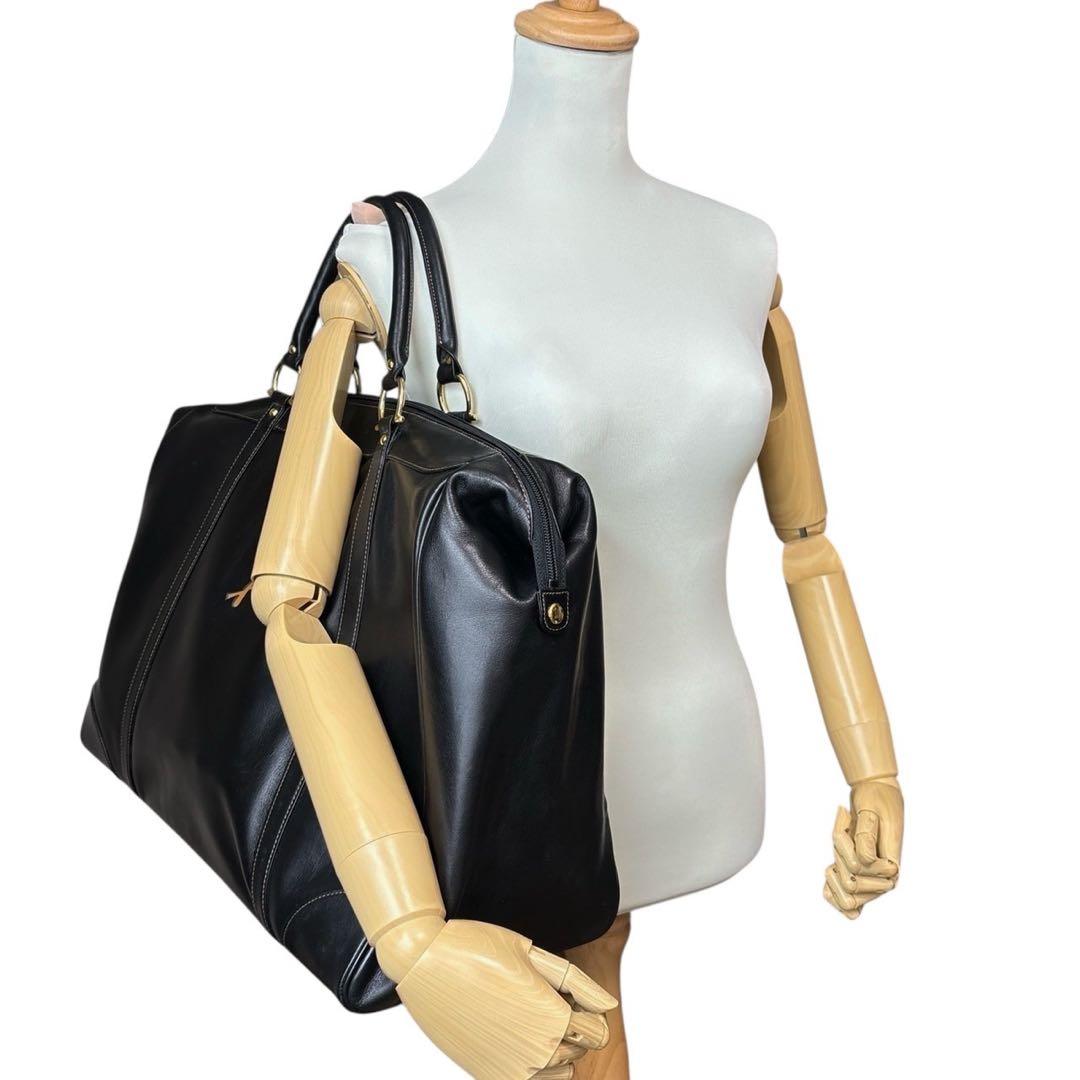 美品◎ キタムラ 肩かけ可 ボストンバッグ レザー 大容量